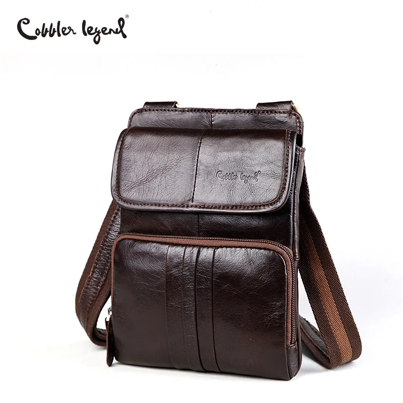 Cobbler Legend 2017 Cow Genuine Leather Casual Shoulder Men Messenger Bags for Men Travel Leather Handbags Mini Bag Coffee