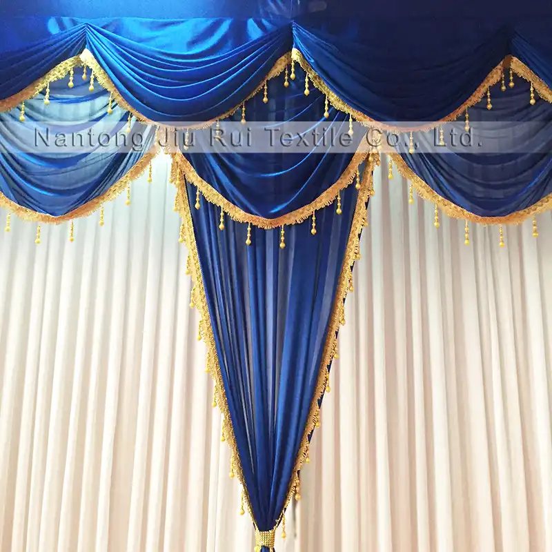 3mh 6mw Ice Silk White Curtain Wonderful Royal Blue Swags And