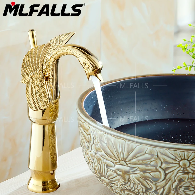 

European style golden Single Handle One Hole in Ti-PVD Bathroom Sink Faucet