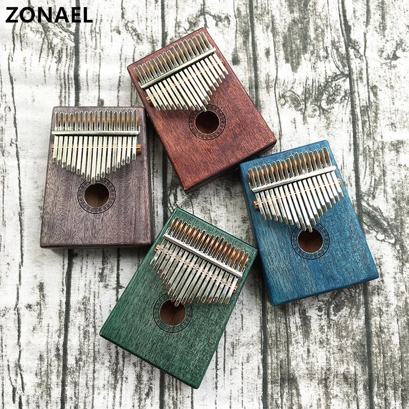 

ZONAEL17 Keys K17M Kalimba African Thumb Piano Finger Percussion Keyboard Kids Marimba Wood Music Instruments With Tuning Hammer
