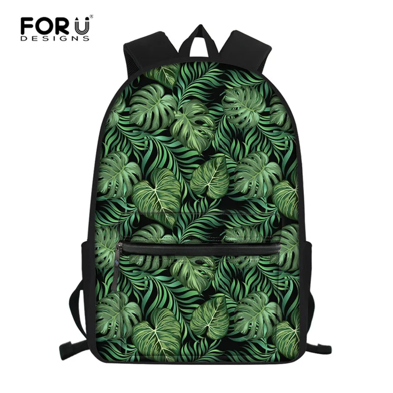 FORUDESIGNS/Тропический листья детский школьный tudent школьный рюкзак; рюкзак Начальная школа книга сумки для девочек-подростков; для мальчиков и девочек