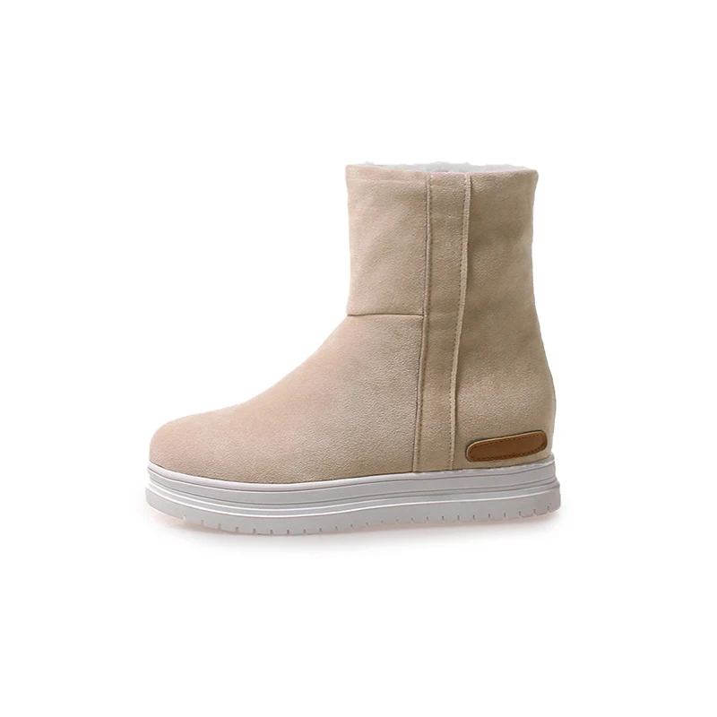 Najtaniej Śniegowce zimowe damskie buty do kostki cieplej pluszowy zamsz gumowe płaskie klapki moda platforma obuwie damskie Plus rozmiar 33 43