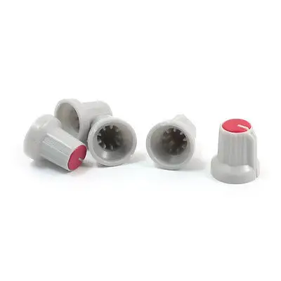 

6mm Knurled Shaft Hole Rotary Potentiometer Pot Control Knob Gray 5Pcs
