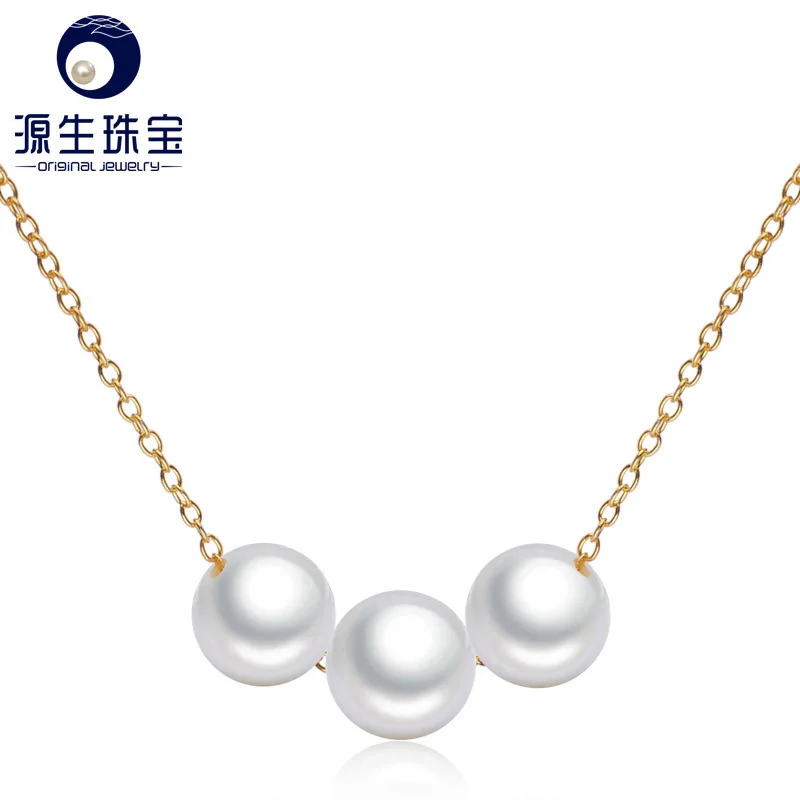 

[YS] Modern Design 7-8mm Triple Pearls Pendants 925 Sterling Silver Pendant Necklace