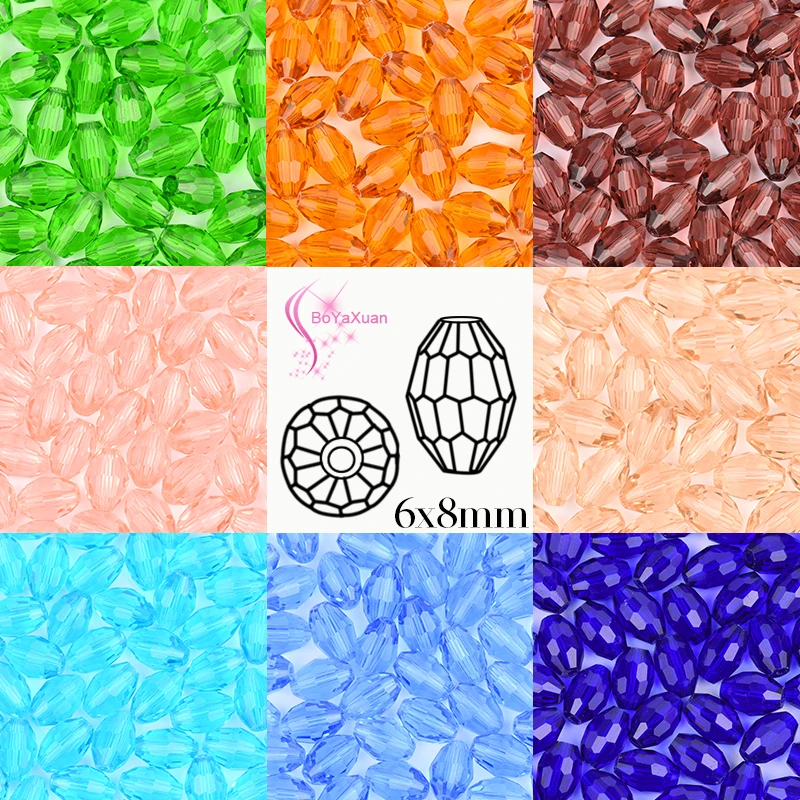 Rice grains Austrian crystal beads 50pcs High quality 6*8mm oval shape