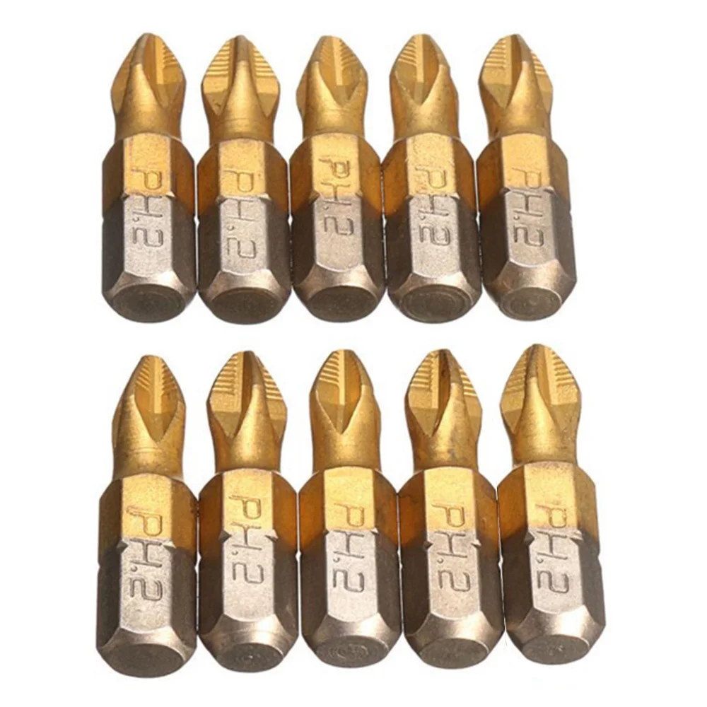 Buy 10pcs 25mm S2 Titanium Coated Screwdriver Bits 1/4