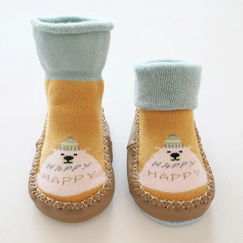 

2018 Autumn And Winter Style Wool Ring Thickening Cotton Cartoon Baby Shoes And Socks Anti-Skid Toddler 0-3 Year Old Baby Socks