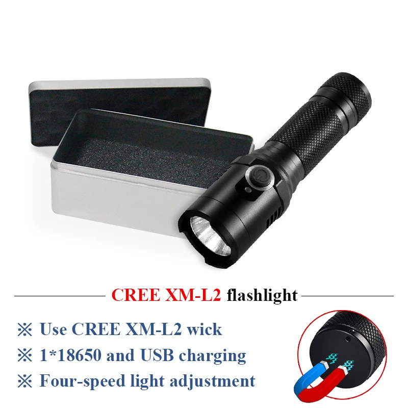 Светодиодный фонарик с магнитами USB 18650 CREE xm l2 linternas водонепроницаемый фонарь для