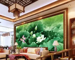 Beibehang заказ 3d стерео большой росписи ретро обои ТВ задний план гостиная лотоса живопись зеленый лист papel де parede nural