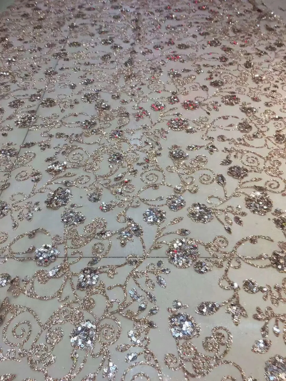 

New design L-1144 glued glitter sequins embroidery french net lace fabric glitter lace fabric