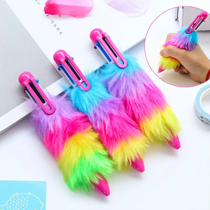 

Colorful Plush Gel Pen Toys For Children Funny Six Color Plush Pen Stuffed Animals Soft Toys School Supply Kids Gift Speelgoed