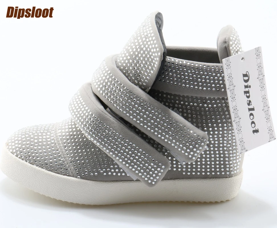 

New Fashion Crystal Cover Women Flat Platform Round Toe Ladies Casual Style Flats Thicken Buckles Black Suede Flats Size 41