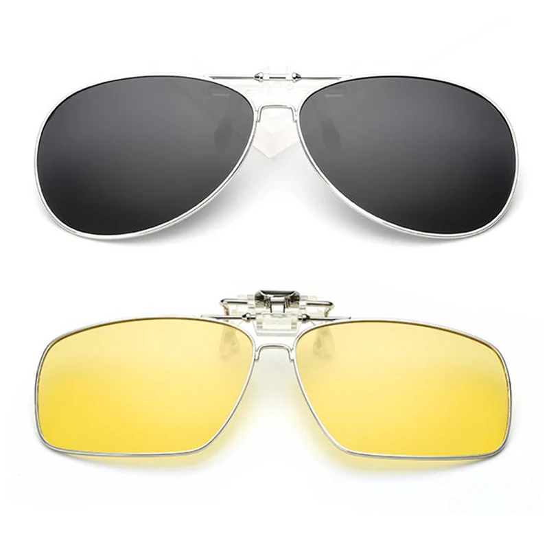 

New Clip On Polarized Square Pilot Sunglasses Myopia Driving Night Vision Lens Sun Glasses Anti-UVA For Men Women Metal Frame H9