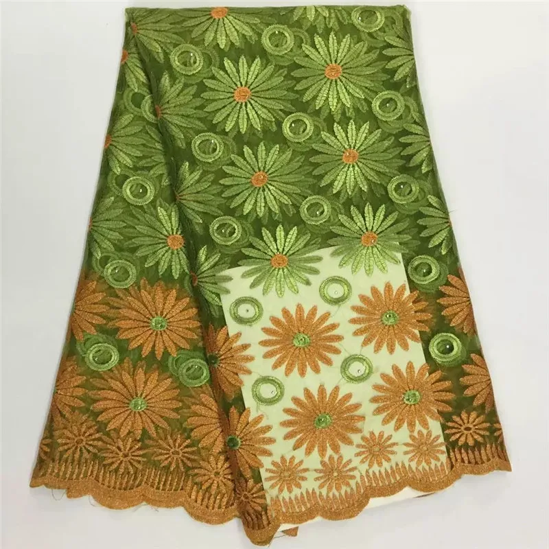 

African Lace Fabric 2018 Green Swiss Voile Lace Fabrics High Quality net lace Embroidery French Tulle Lace For Wedding 16F-80