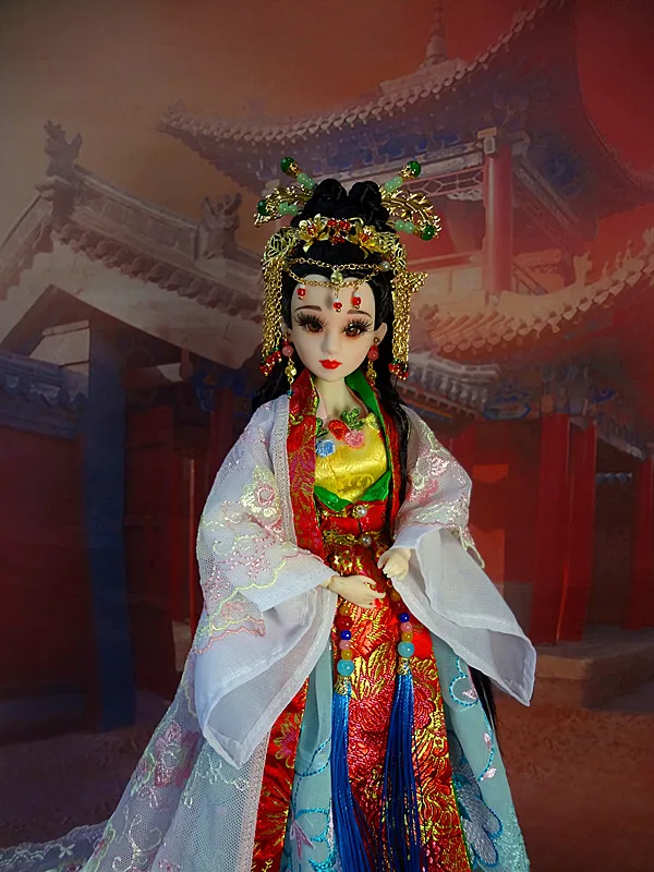 

Handmade Collectible Oriental Broider Doll Figurine Vintage Chinese Princess Dolls With Makeup Joint Body Exquisite Box