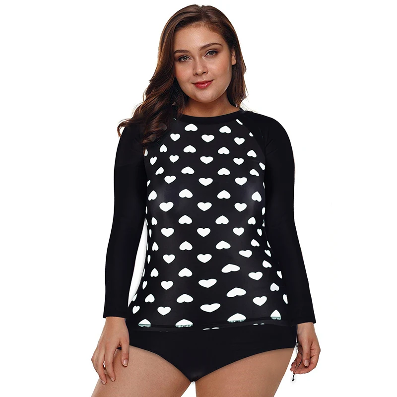 

Plus Size One Piece Bohemian Geometric Pattern Patchwork Long Sleeves Snorkeling Surfing Swimsuit Zip Front O-Neck Beachwear