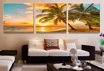 

3pcs 5d DIY diamond painting Seascape Tree sunset diamond embroidery round/square mosaic modern triptych home decoration gifts
