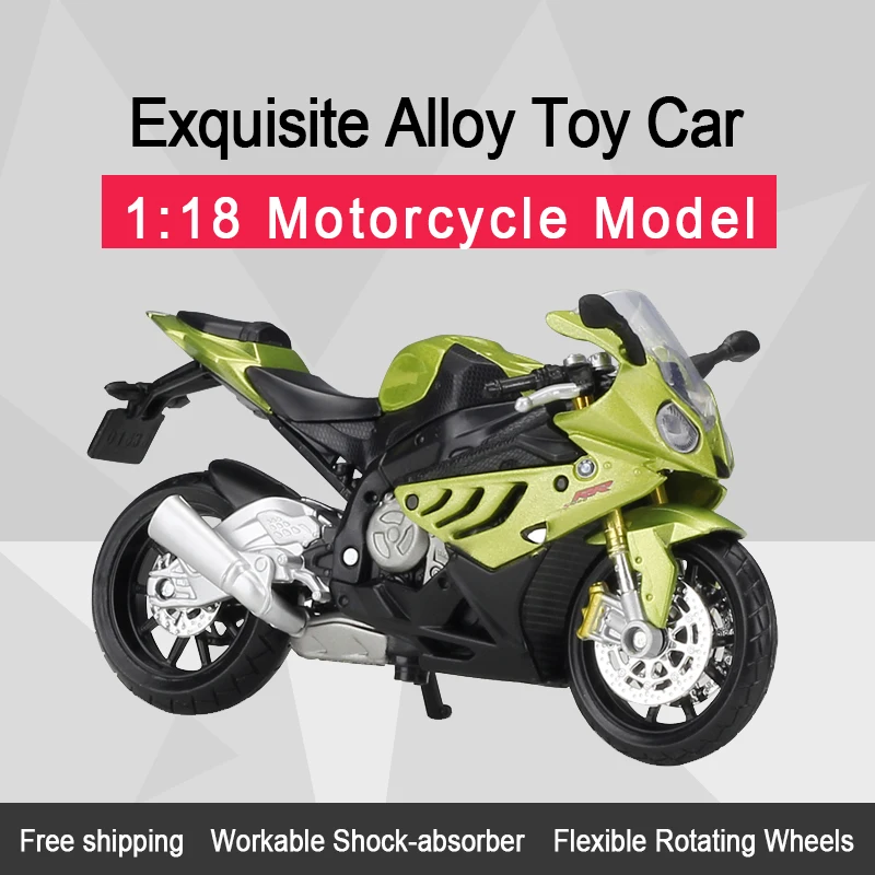

MAISTO 1:18 S1000RR Alloy Diecast Motorcycle Model Workable Shork-Absorber Toy For Children Gifts Toy Collection