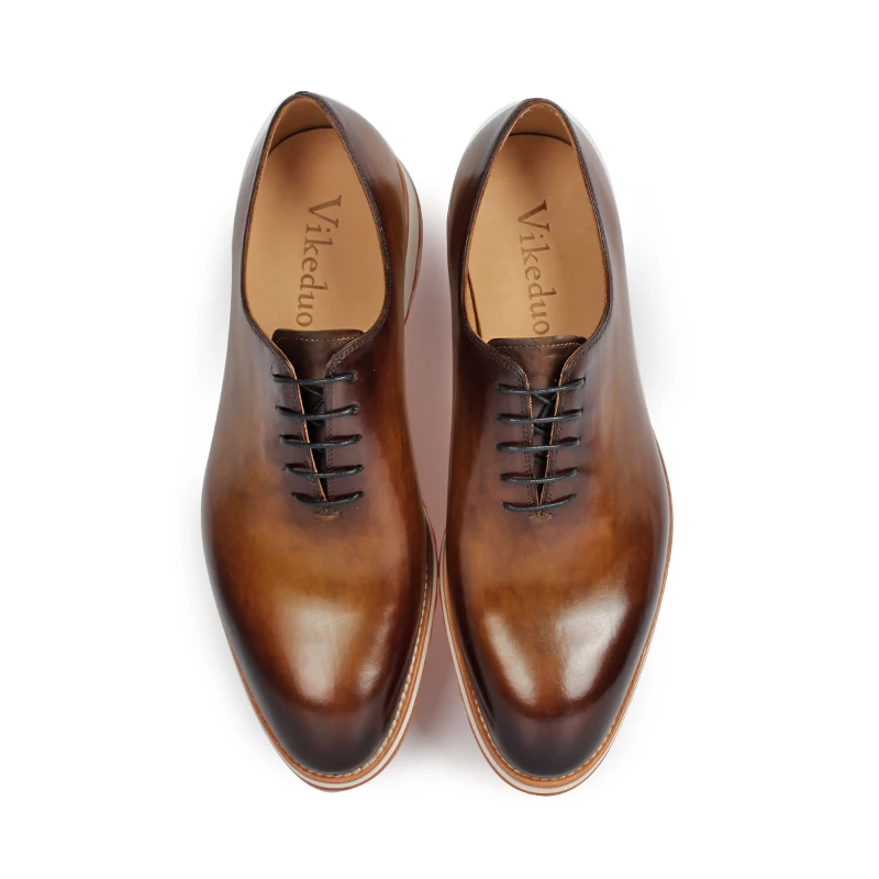 Genuino Formal 2019 A De Patina Red Fiesta Brown Oxford Vikeduo Boda Hecho Zapatos Hombres Moda Mano dark Cuero Hombre Retro Lujo Los Zapato 6wUznEdq