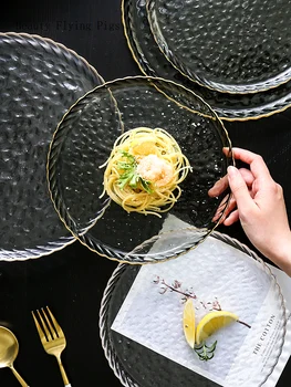 

Nordic ins Phnom Penh glass transparent plate home small fresh decorative plate creative fruit dessert snack salad Western plate