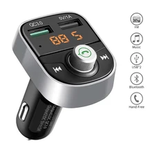 

Bluetooth Handsfree Phone Call Car Quick Charging 3.0 with MP3 Audio Player FM Transmitter Wireless Car Charger Dual USB Charger