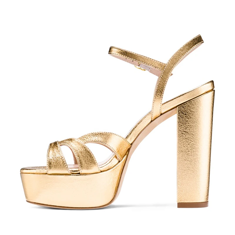 Золотистые Босоножки на платформе; Свадебная обувь; женские летние босоножки на высоком каблуке; коллекция года; модная обувь для стриптиза с открытым носком