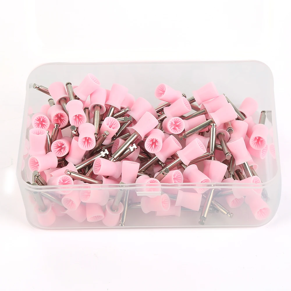 100Pcs Dental Tooth Polish Polishing Cup Prophy Brush Rubber Dental