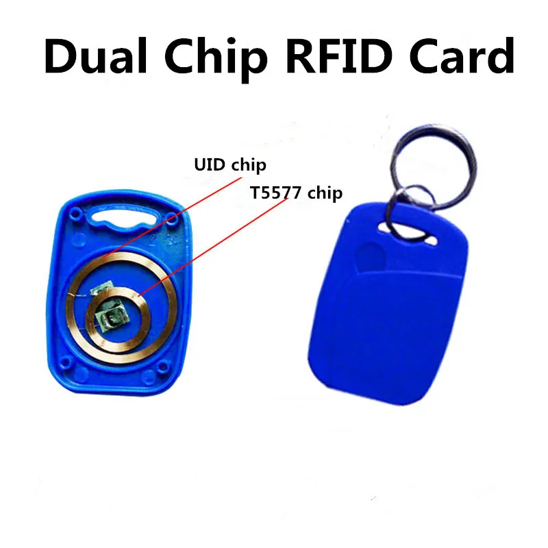 

(5 pcs/lot) 125KHz 13.56MHz RFID Dual Writable T5577 EM4305 UID Changeable Proximity Rewritable Keyfob Access Control Keychains