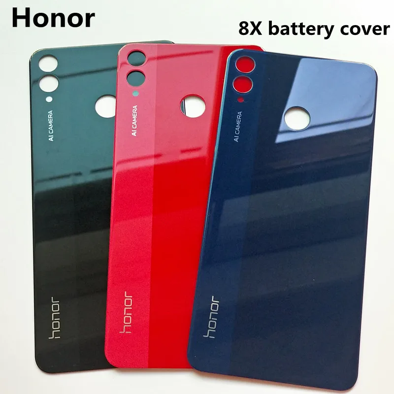 

Original Huwei Honor 8X 8 X Back Battery Cover Rear Glass Panel Door Housing Case+Adhesive Sticker Repair Replacement Part&logo