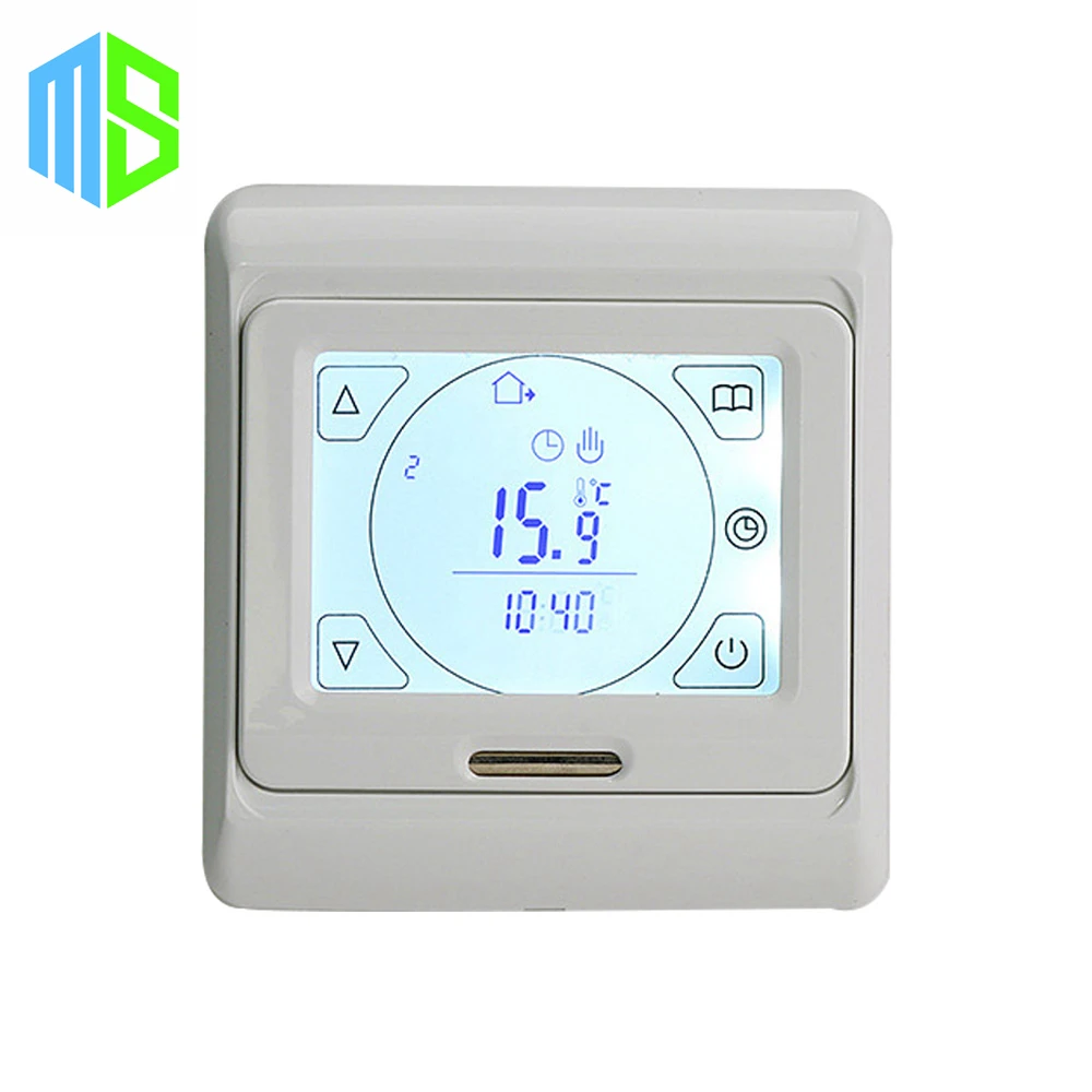 

220V 16A LCD programmable digital room floor heating thermostat touch screen temperature controller warming floor thermocouple