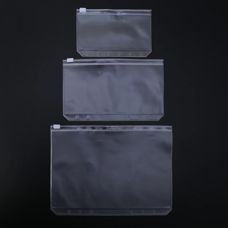 

Clear PVC Storage Bag Pouch For Notebook Diary Day Planner Zipper Business Cards File Holder