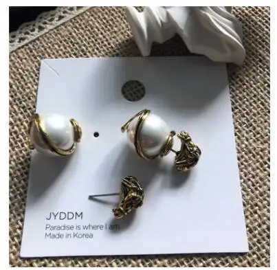 

women earrings retro metal pearl resin earrings 2019 winter new fashion
