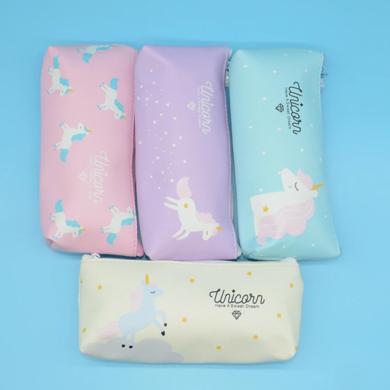 

unicorn pencil case cute kalem kutusu PU leather pencilcase trousse scolaire stylo school supplies pen case Creative stationery