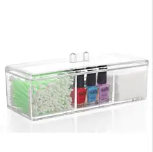 3 Grid Storage box Clear Acrylic Holder Box Cotton Swabs Stick Storage Cosmetic Makeup Case Cotton Pads Organizer