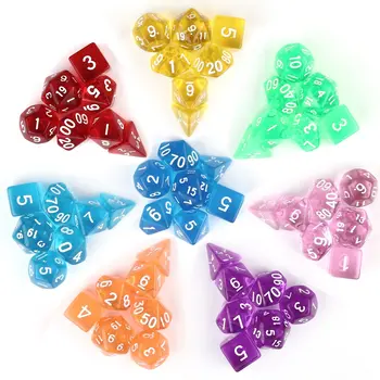 

7 pc/bag Transparent Acrylic Multiple Color Options Dice Set for RPG Dungeons and Dragons MTG Board Game Dice