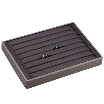 

Free Shipping 1PCS new high-grade brown leather 7 row ring jewelry jewelry display stand 25*18*3.0cm