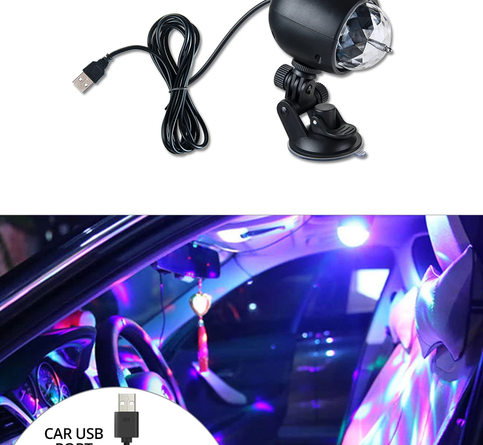 Aceersun LED USB RGB Ambient Light Automatic rotation auto backlight car ambient light CANBUS 5V Flirt romance for Holiday Party (5)