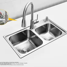 680*390*220 мм) 304 Нержавеющая сталь Матовый смеситель для раковины с двойной чашей, набор для кухонной прямоугольной раковины Cobbe