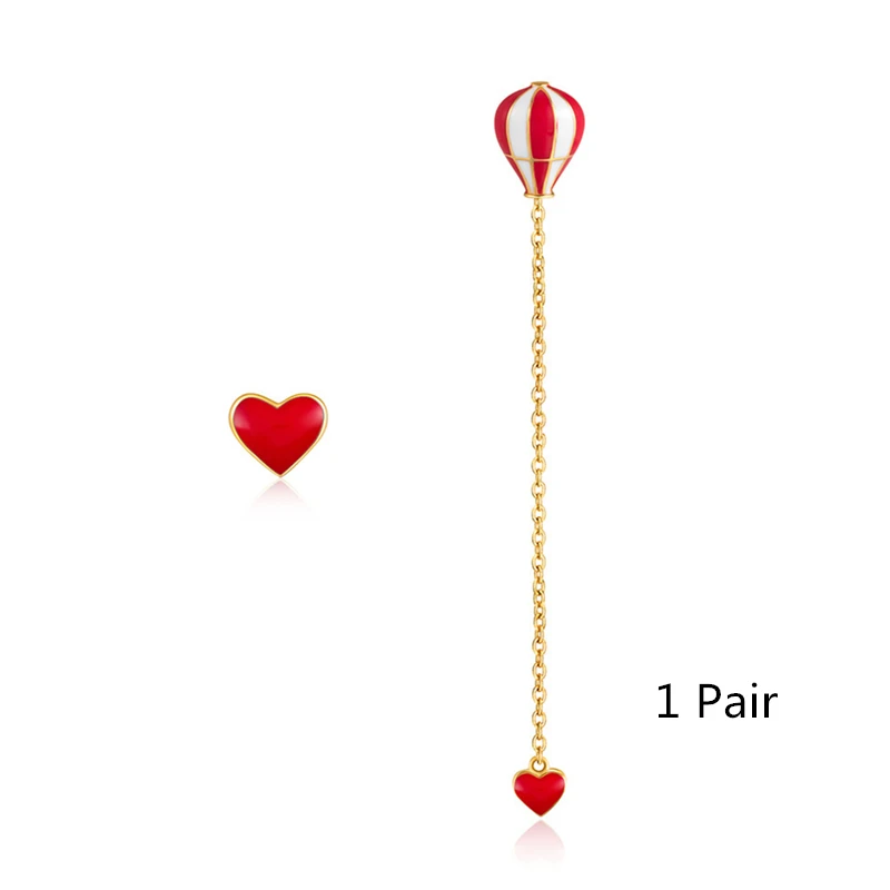 

Doreen Box Alloy Stud Fire Balloon Heart Stud Heart Pendant Tassel Fashion Jewelry Sweet Concise Stud Earrings For Women,1 Pair