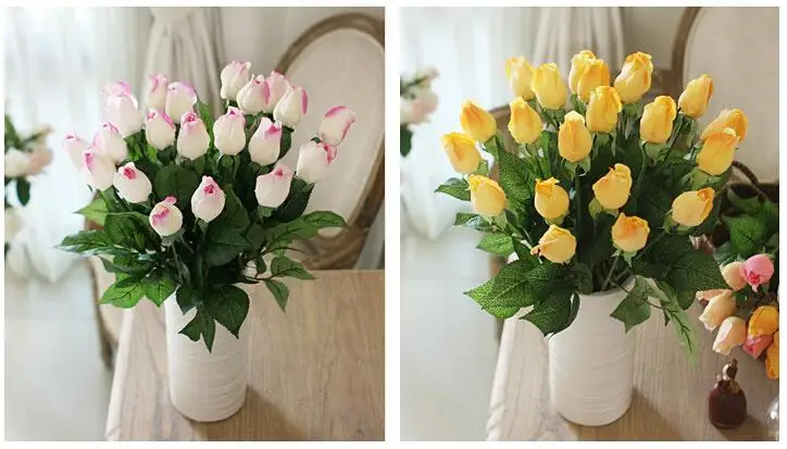 Реалистичные шелковые бутоны розы 25 шт./лот букет из искусственных шелковых