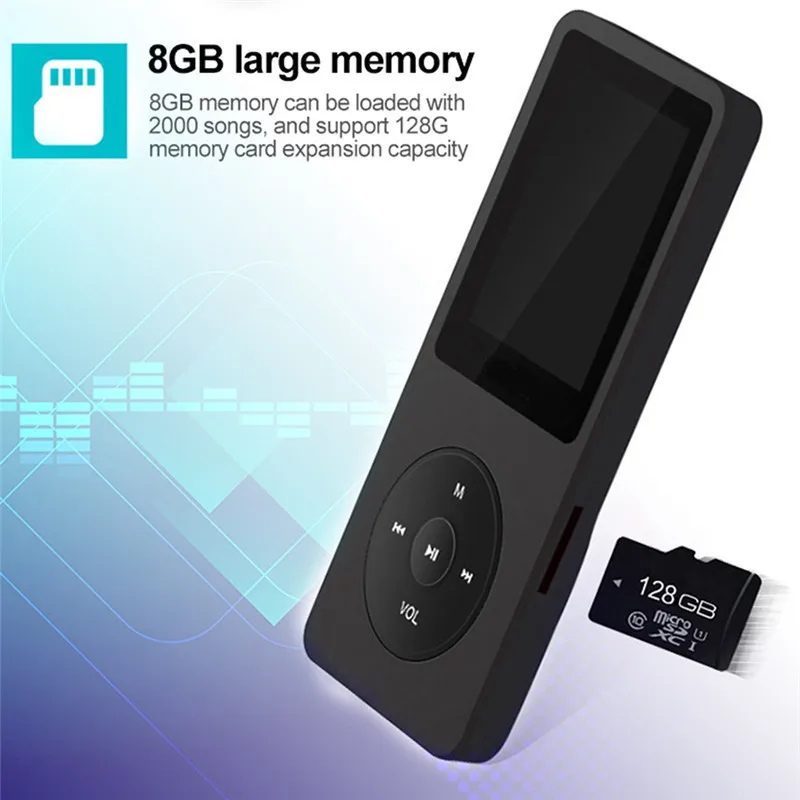 8GB Mini MP3 Player Speaker USB Rechargeable Digital Audio Sound Voice Recorder With LCD Color Display Video FM Music Speaker bluetooth-digital-audio-player