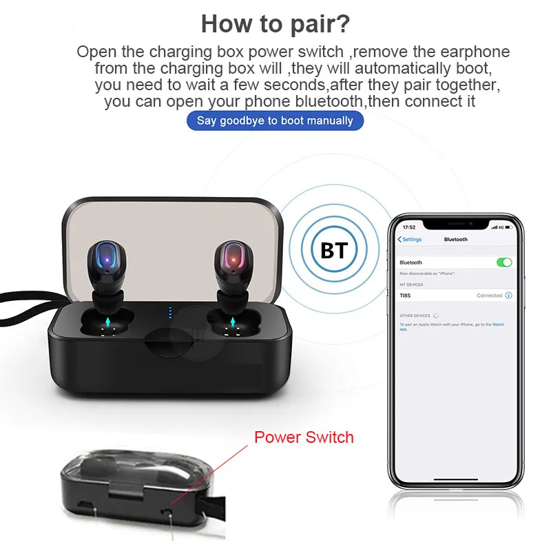 New 2Pcs Set Ti8s TWS bluetooth Earphones Ear buds Wireless BT 5 0 Stereo Headset with Mic for pods for iphone for xiaomi