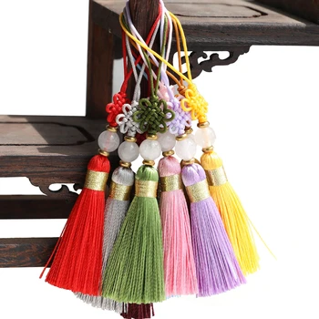 

2PC 5CM Multicolor Polyester Chinese Knots Jade Beads Mini Tassels Jewelry Curtain Garments Decorative Accessories Craft Tassels