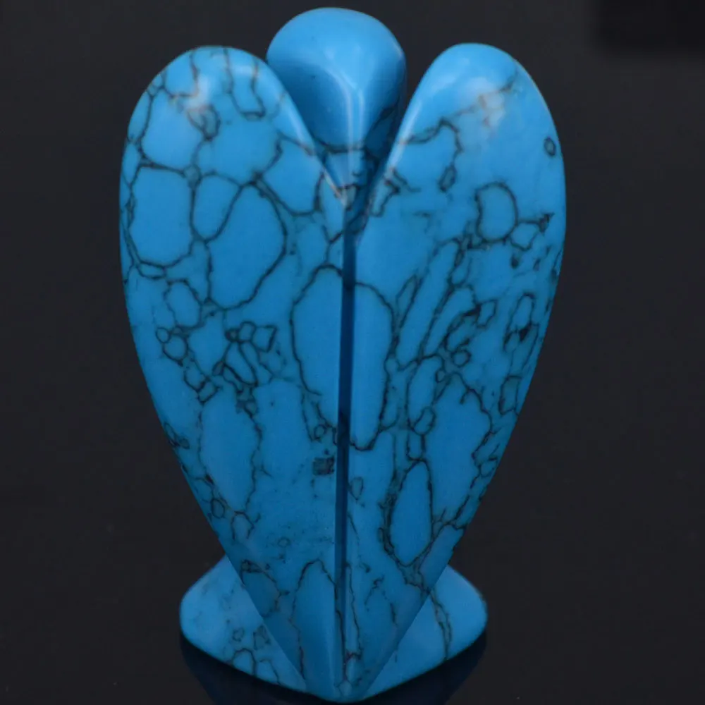 3inch Blue Turquoise Gemstone Carving Angel Lucky Crafts Figurine Chakra Healing Reiki Feng Shui Stone