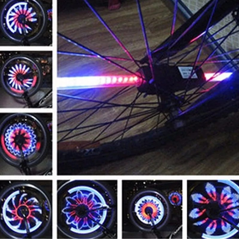 New Cycling Lights 64 LED Waterproof MTB Road Bike Front Rear Spoke Wheel Decoration Lamp Safety Warning Bicycle Hubs Light