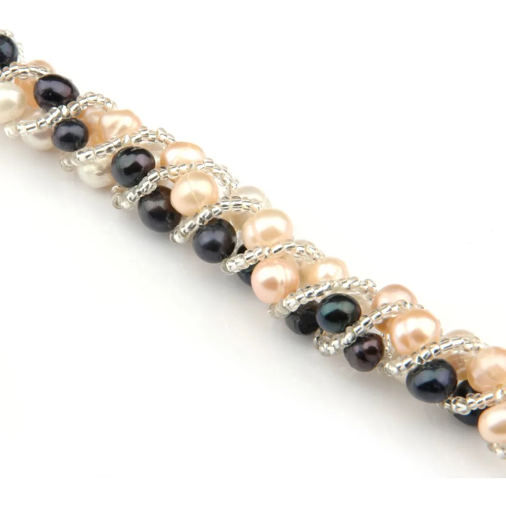 Натуральный пресноводный жемчуг браслеты высокого качества пресноводный жемчуг браслеты для женщин ожерелье набор