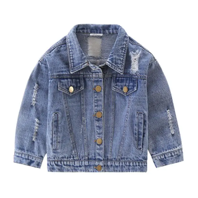 

24M-8Y Baby Boys Outerwear & Coat Girls Hole Denim Jackets Coats New 2018 Fashion Spring Children Outwear Coat Kids Denim Jacket