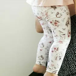 Длинные штаны с цветочным принтом для маленьких девочек, новая модная детская одежда с цветочным принтом для маленьких девочек, леггинсы