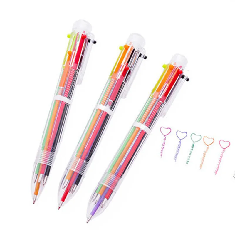 

hot kawaii Six Kinds of Color Ballpoint Pens Student Ball Point Pen School Office Supplies Learning Stationery Wholesale