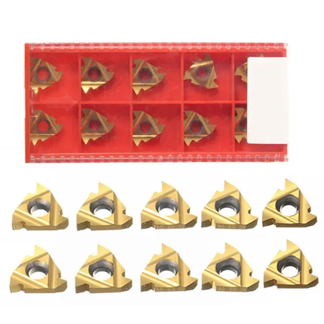 10x 16IR 3/8″ AG60 Carbide Insert Gold Blade Threading Boring Bar for CNC Lathe#